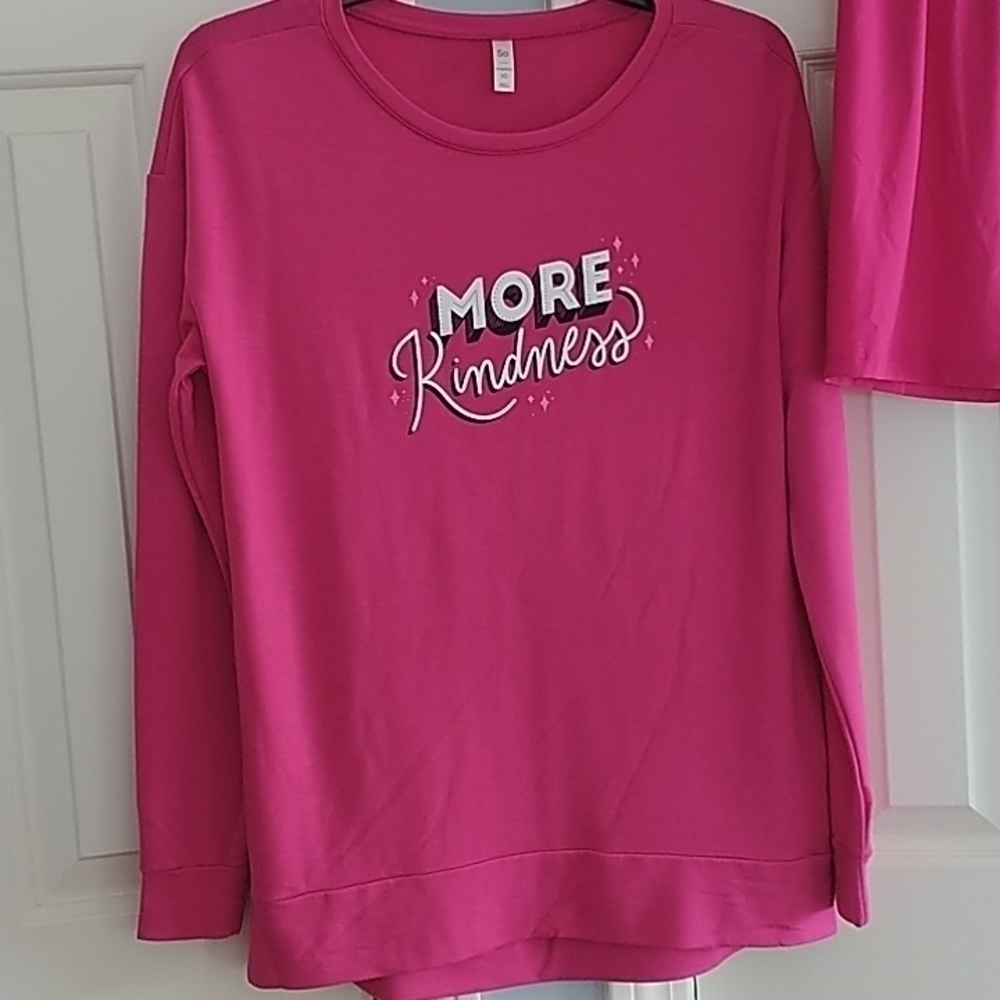 So Jersey Pink Shorts Pajama Set "More Kindness"  XS - Picture 2 of 10
